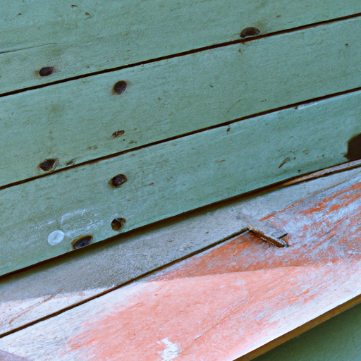 תמונה של לוחות עץ מאוחסנים בצורה לא נכונה, מראה סימני נזק עקב אחסון לא תקין.